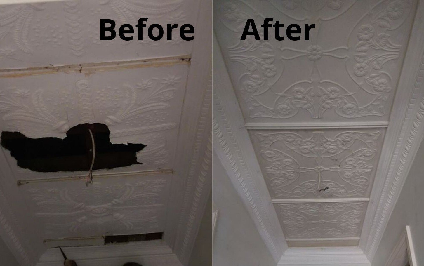 Ornate ceiling restoration repair job Balmain