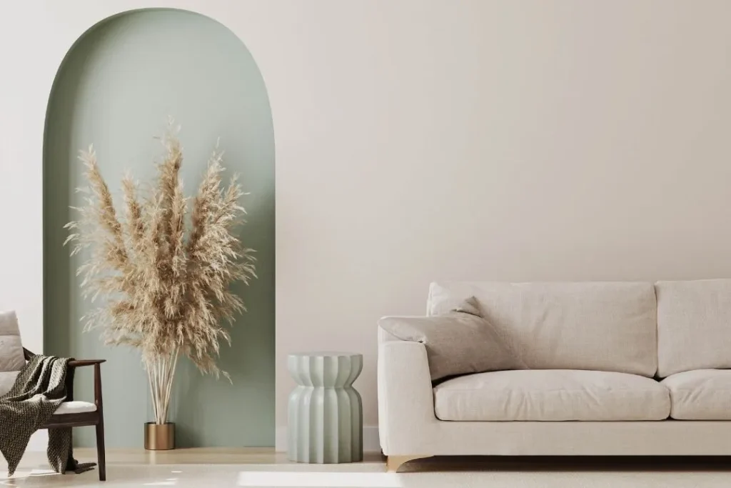 Curved feature wall in the living room