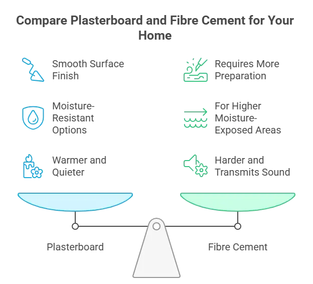 Plasterboard vs Fibre cement usage comparison