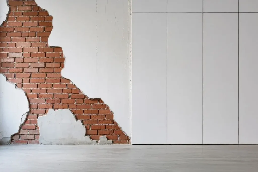 interior wall with exposed brick