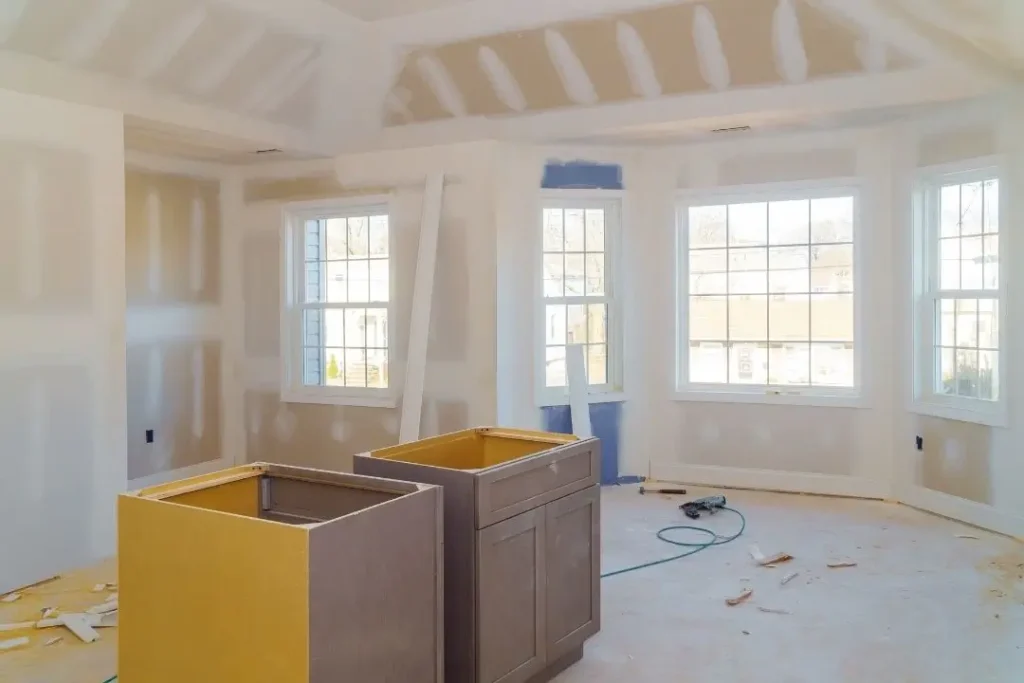 room with plasterboards